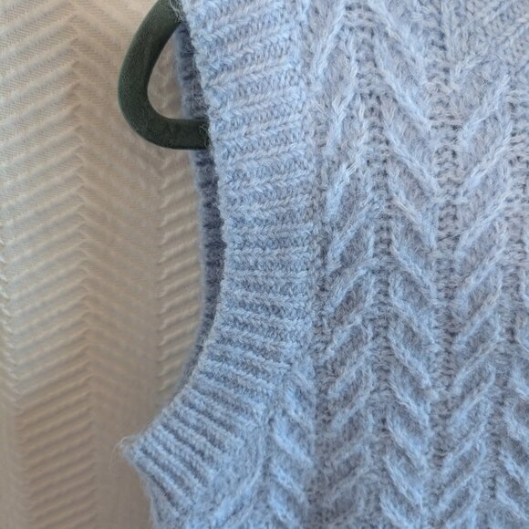 Zara Sweater Vest Light Blue Size Small Wool Blend Academia Preppy - Picture 8 of 11